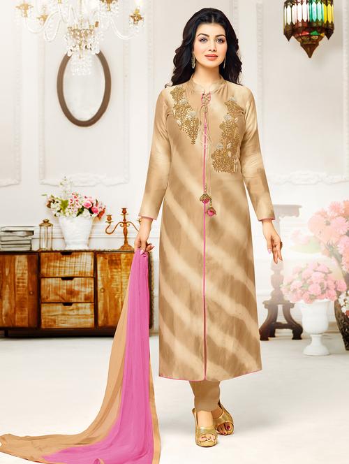 embroidered unstitched straight pant suit - 14971115 - Very Small Image - 1