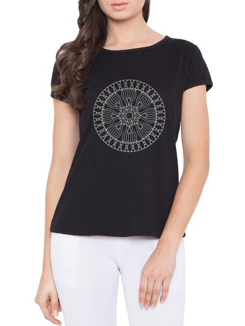 black printed cotton tee - 14971198 - Very Small Image - 1