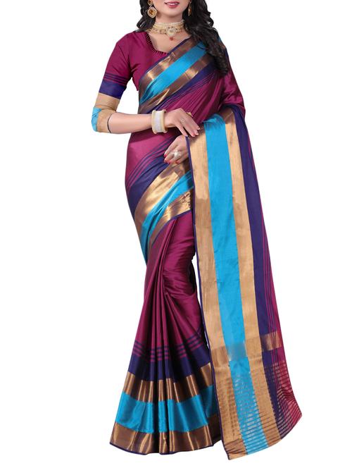 blue silk saree with blouse - 14972208 - Very Small Image - 1