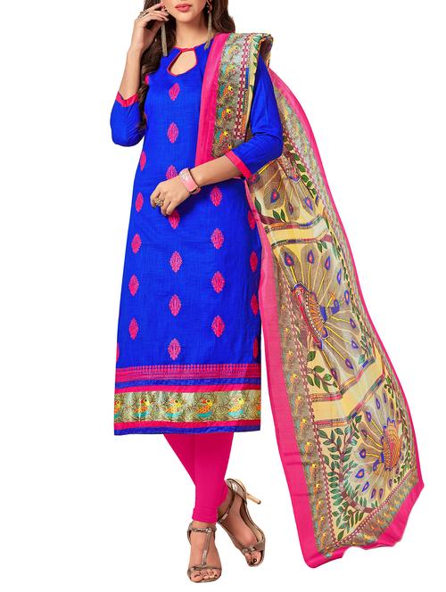 embroidered unstitched churidaar suit - 14972298 - Very Small Image - 1