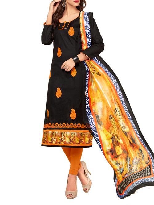 embroidered unstitched churidaar suit - 14972300 - Very Small Image - 1