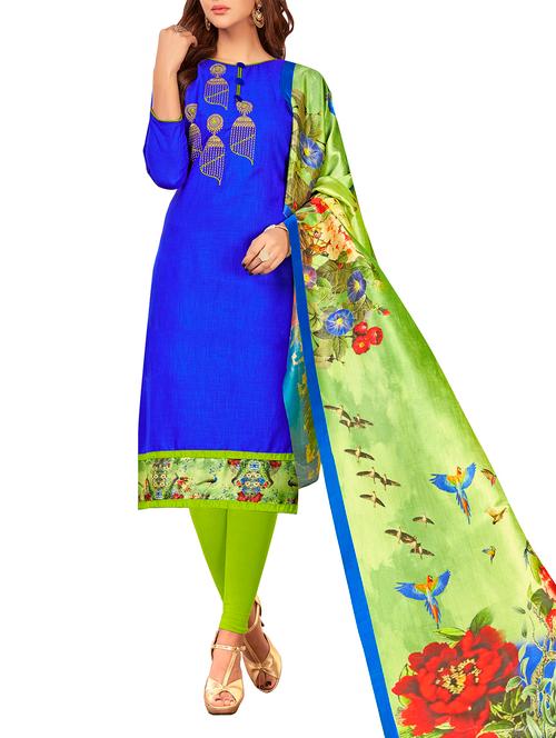 embroidered unstitched churidaar suit - 14972316 - Very Small Image - 1