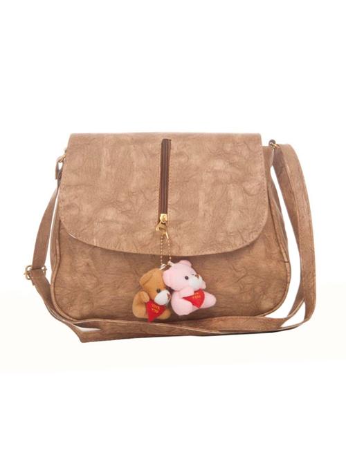 beige leatherette (pu) sling bag - 14972388 - Very Small Image - 1