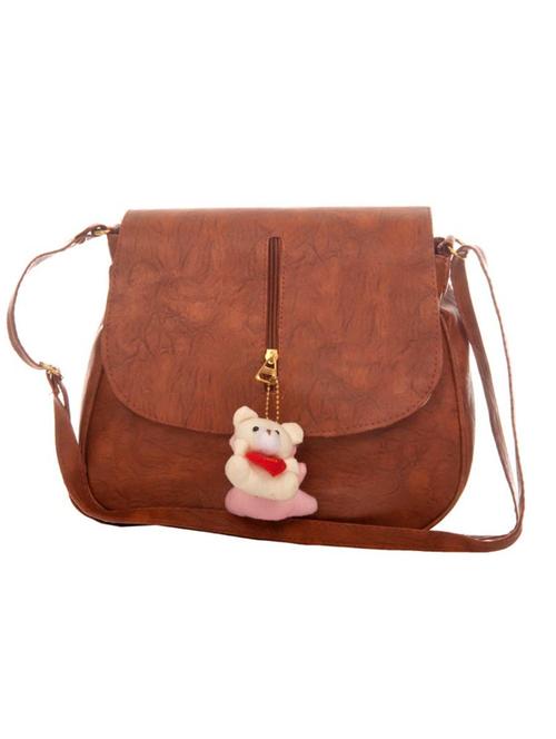 brown leatherette (pu) sling bag - 14972391 - Very Small Image - 1