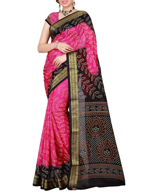 pink art silk bandhani saree with blouse - 14973309 - Very Small Image - 1