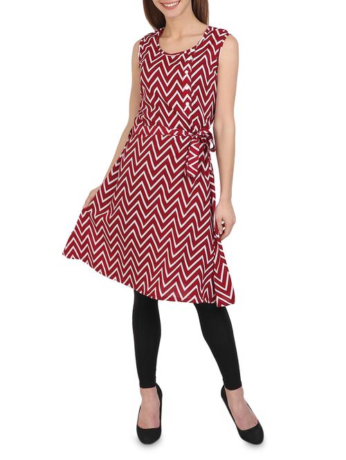 maroon printed crepe tunic - 14973488 - Very Small Image - 1