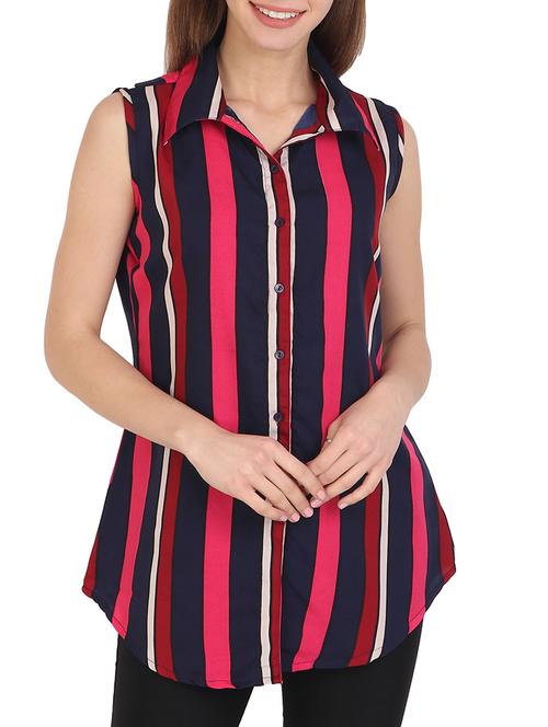 curved hem striped shirt - 14973497 - Very Small Image - 1