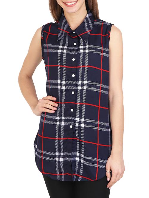 curved hem checkered shirt - 14973499 - Very Small Image - 1