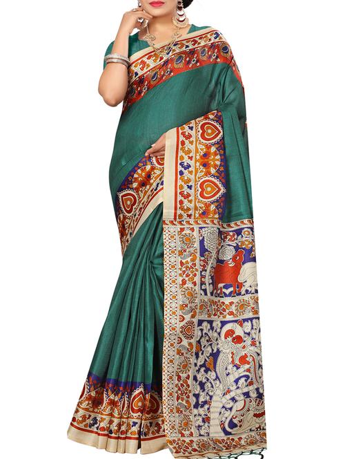 contrast bordered saree with blouse - 14973726 - Very Small Image - 1