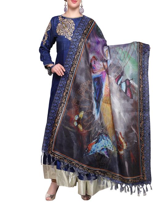 blue printed dupatta - 14974238 - Very Small Image - 1
