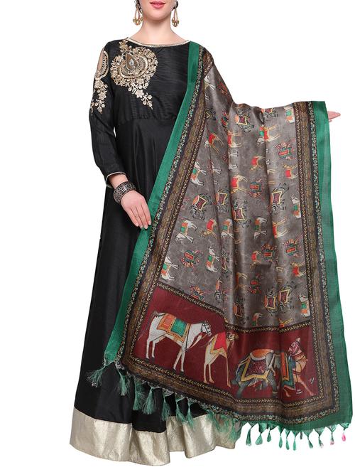 grey khadi dupatta - 14974246 - Very Small Image - 1