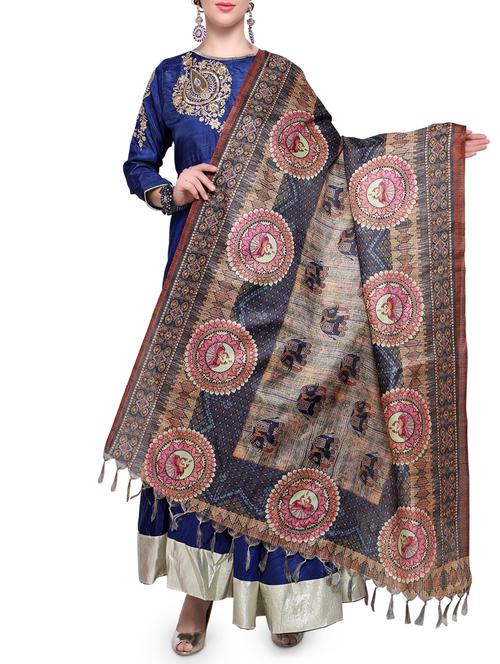 beige khadi dupatta - 14974255 - Very Small Image - 1