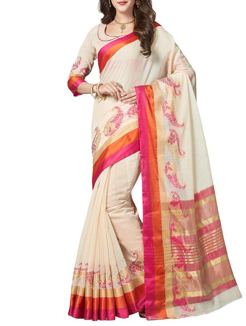 zari bordered saree with blouse - 14979000 - Very Small Image - 1