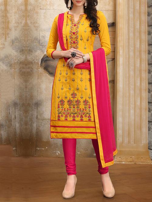 zari work unstitched churidaar suit - 14979112 - Very Small Image - 1