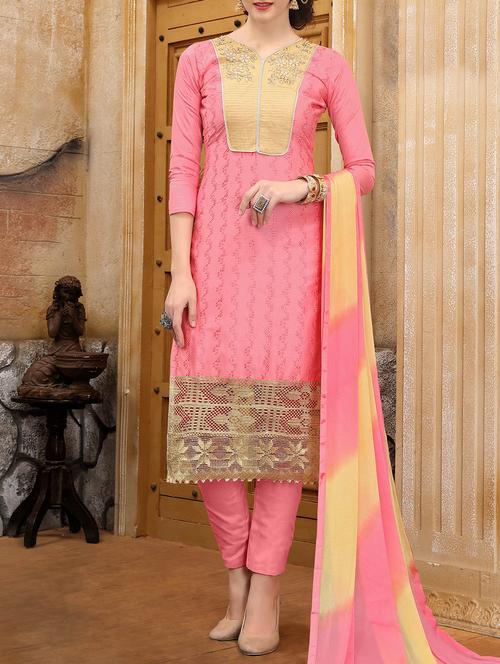 embroidered unstitched straight pant suit - 14979118 - Very Small Image - 1