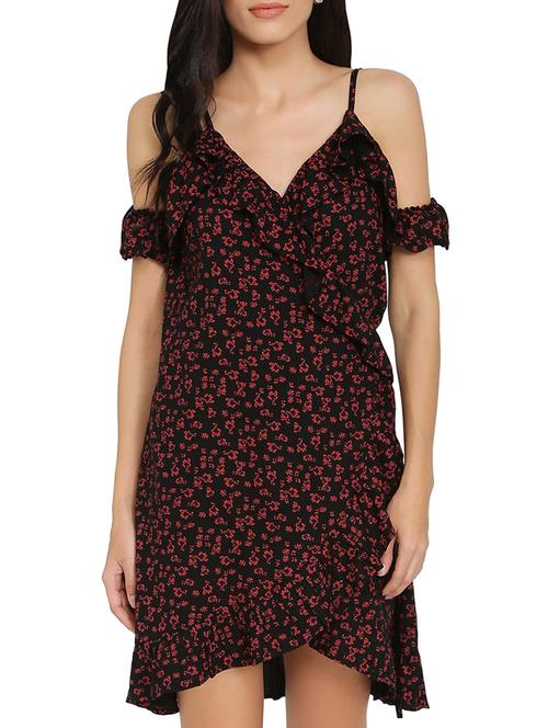 floral cold shoulder wrap dress - 14979295 - Very Small Image - 1