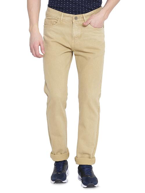 beige cotton plain jeans - 14979399 - Very Small Image - 1