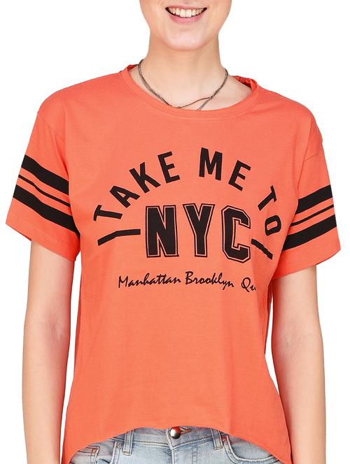 orange cotton graphic printed tee - 14979621 - Very Small Image - 1