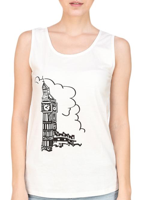 white viscose printed tank tee - 14979631 - Very Small Image - 1