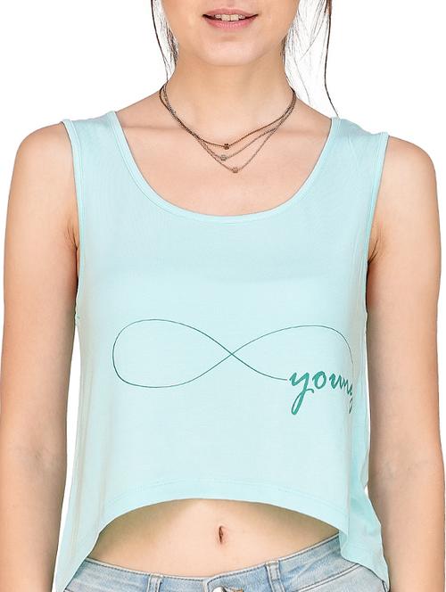light blue solid viscose crop top - 14979633 - Very Small Image - 1