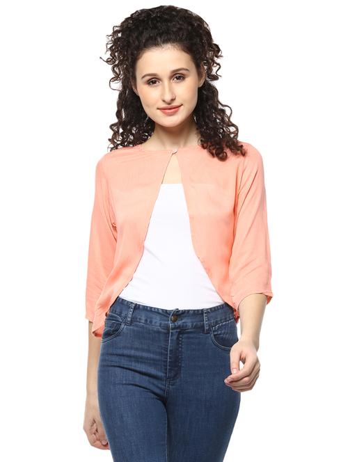 pink solid rayon shrug - 14980402 - Very Small Image - 1