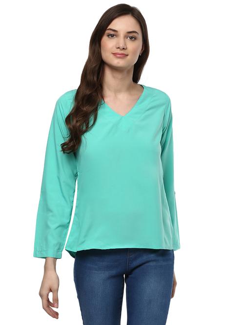 women's straight v neck top - 14980450 - Very Small Image - 1