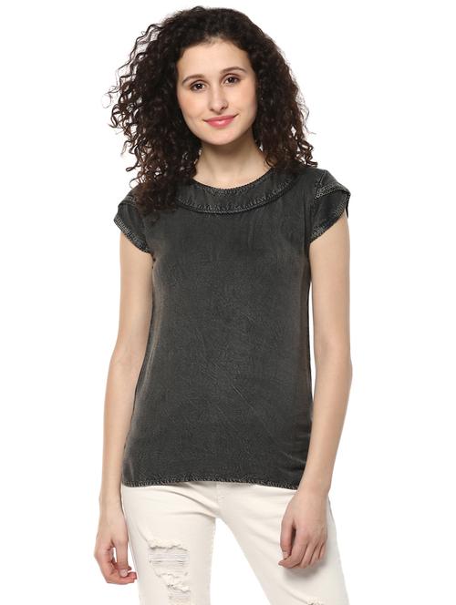 solid black denim top - 14980499 - Very Small Image - 1