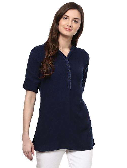 navy blue denim tunic - 14980502 - Very Small Image - 1