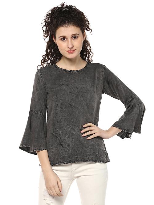 solid black denim top - 14980509 - Very Small Image - 1