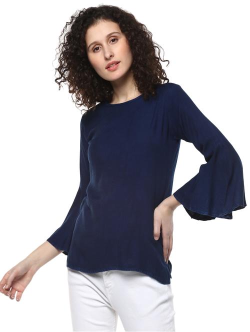 solid navy blue denim top - 14980510 - Very Small Image - 1