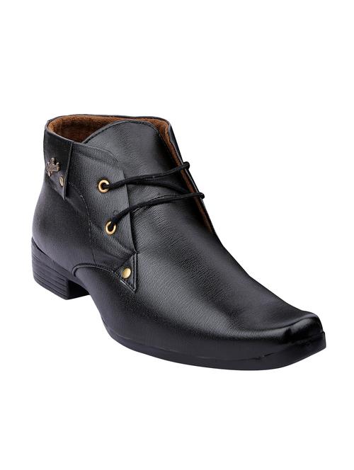 black leatherette lace-up derby - 14980553 - Very Small Image - 1