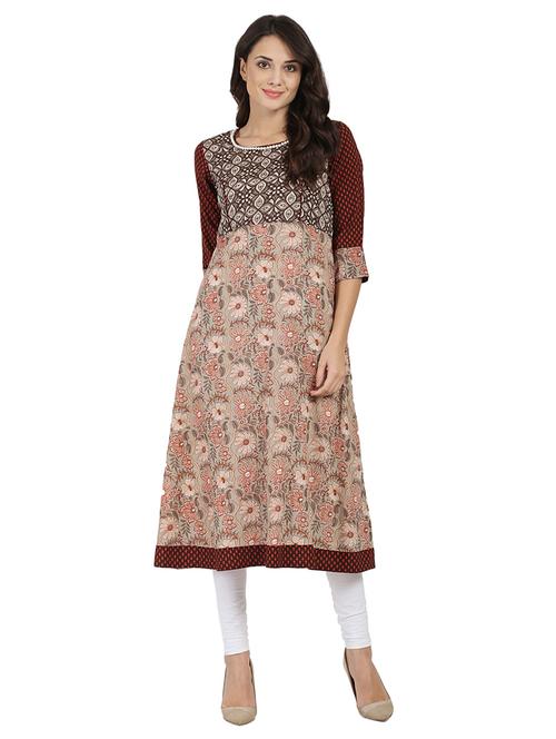 a-line printed kurta - 14981141 - Very Small Image - 1