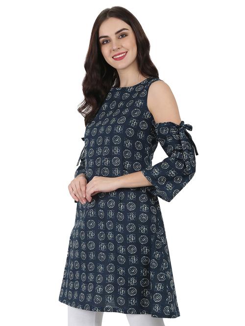 blue cotton a-line kurta - 14981145 - Very Small Image - 1