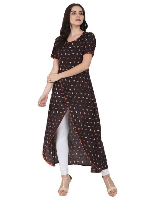 bandhani asymmetric kurta - 14981166 - Very Small Image - 1