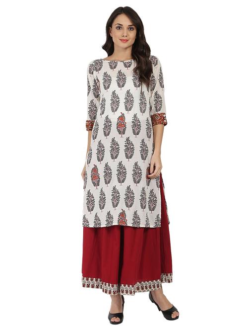 printed straight kurta - 14981199 - Very Small Image - 1