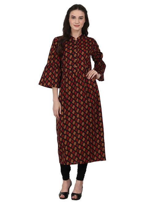 red cotton a-line kurta - 14981252 - Very Small Image - 1