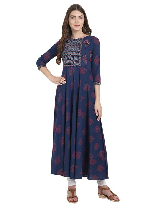 indigo cotton kurta - 14981275 - Very Small Image - 1