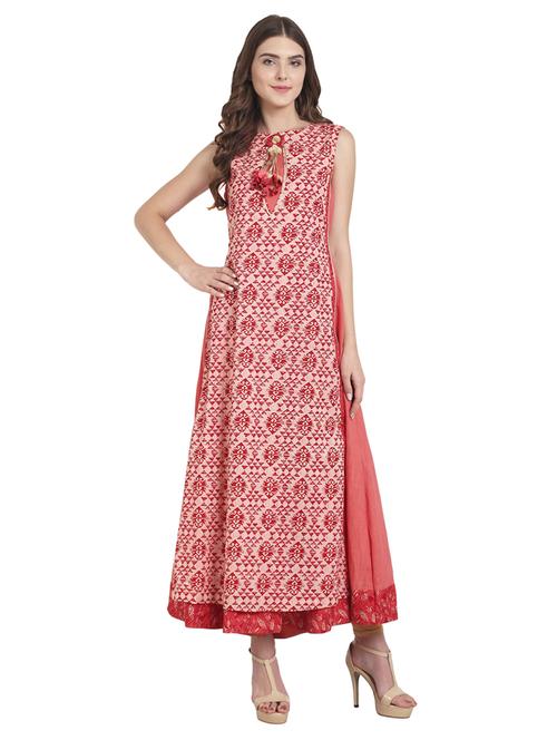 printed layered kurta with tassels - 14981283 - Very Small Image - 1
