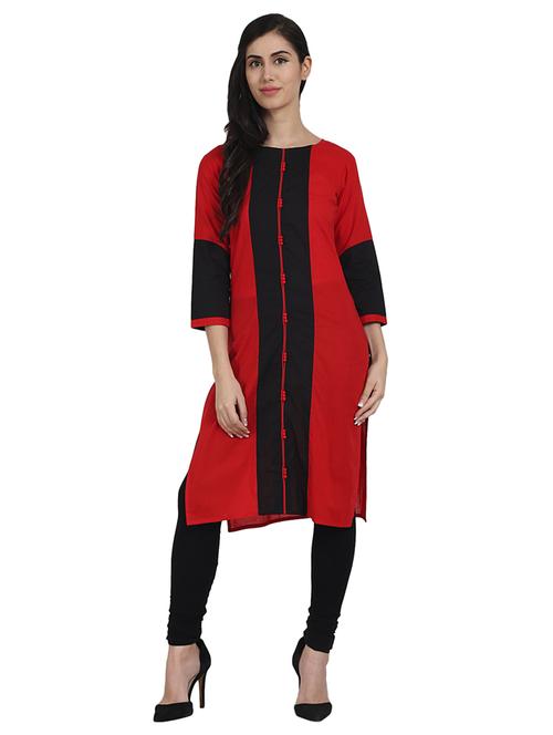 color block straight kurta - 14981289 - Very Small Image - 1