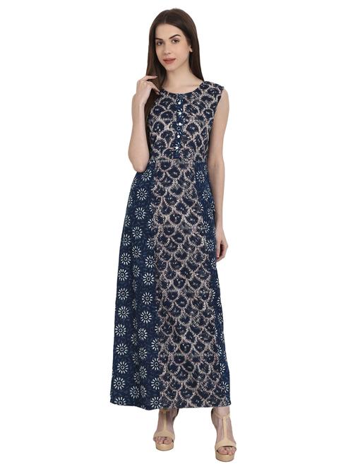 blue rayon a-line kurta - 14981321 - Very Small Image - 1