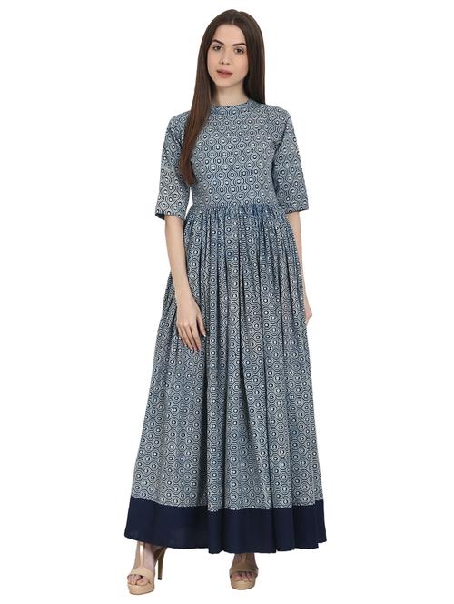 flared indigo kurta - 14981322 - Very Small Image - 1