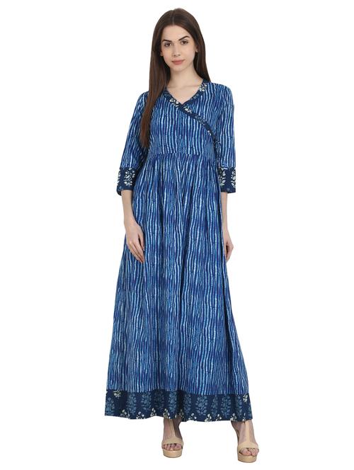 indigo angrakha kurta - 14981341 - Very Small Image - 1
