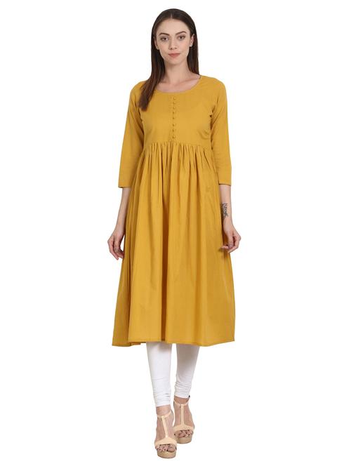 mustard flared kurta - 14981358 - Very Small Image - 1