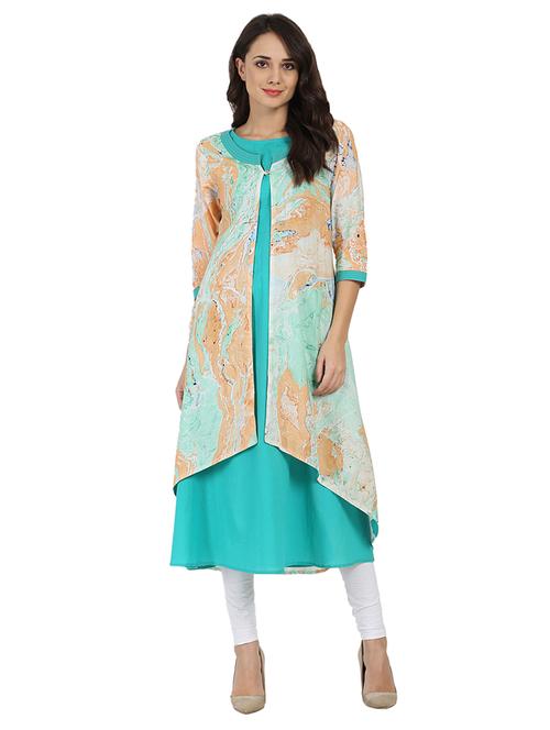 layered printed kurta - 14981402 - Very Small Image - 1