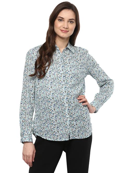 blue printed cotton shirt - 14981566 - Very Small Image - 1