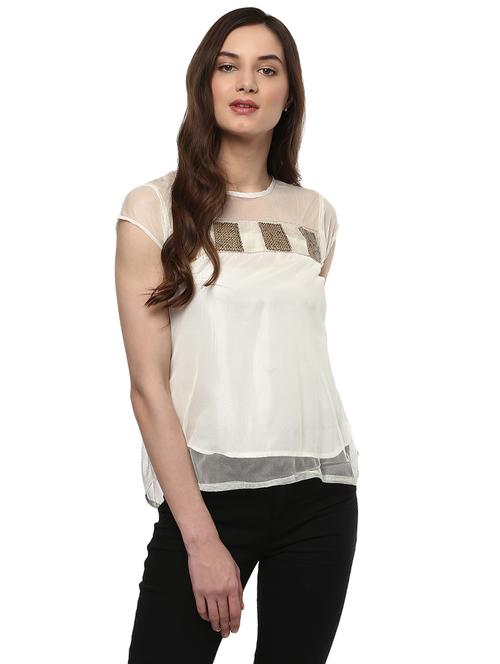 solid white embellished top - 14981595 - Very Small Image - 1