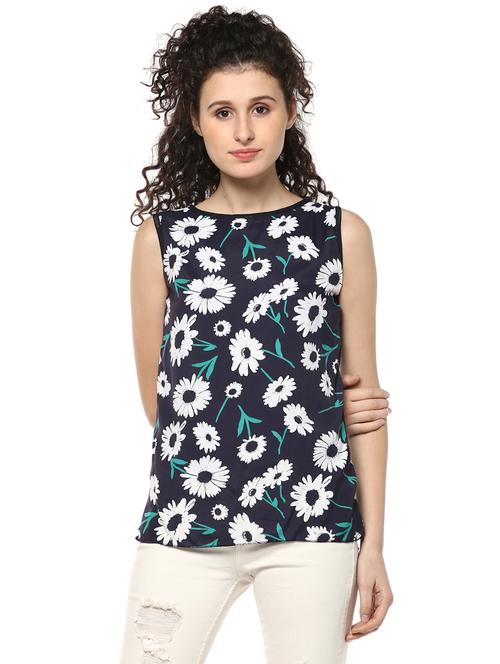 blue floral georgette top - 14981613 - Very Small Image - 1