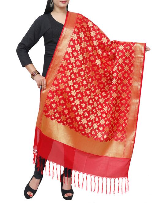 red art silk dupatta - 14982151 - Very Small Image - 1