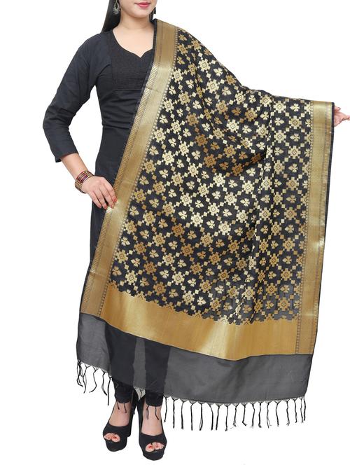 black art silk dupatta - 14982153 - Very Small Image - 1