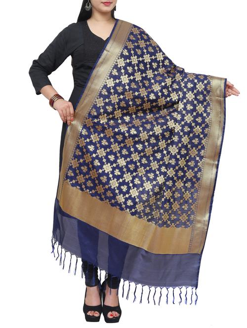blue art silk dupatta - 14982154 - Very Small Image - 1